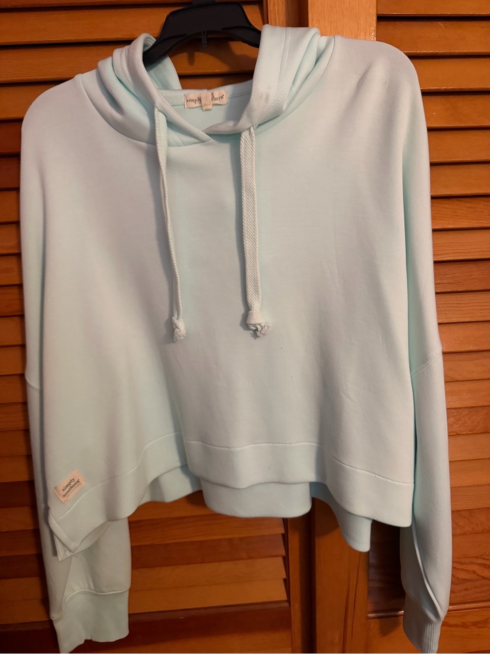Simply Southern Cropped Hoodie Sweater in Light Aqua